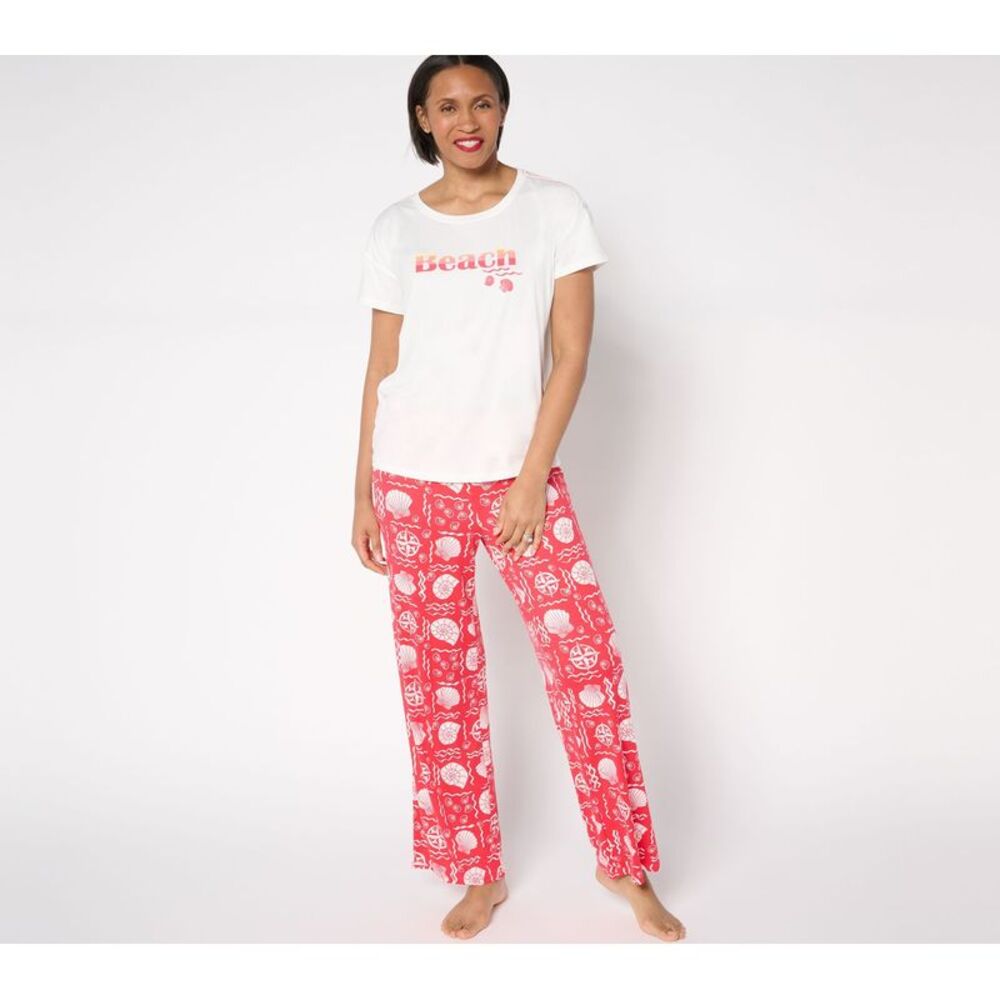 Anybody Women's Sleepwear Sz XL Tall Luch Jersey Sleep Set Graphic Silver